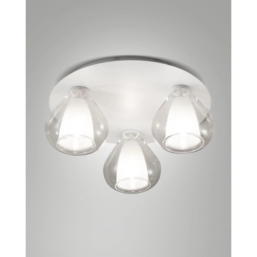 Lila - Lampada da soffitto rotonda d.40cm Fabas Luce - Applique con 3 lampadine led E27 MAX 40W - Trasparente