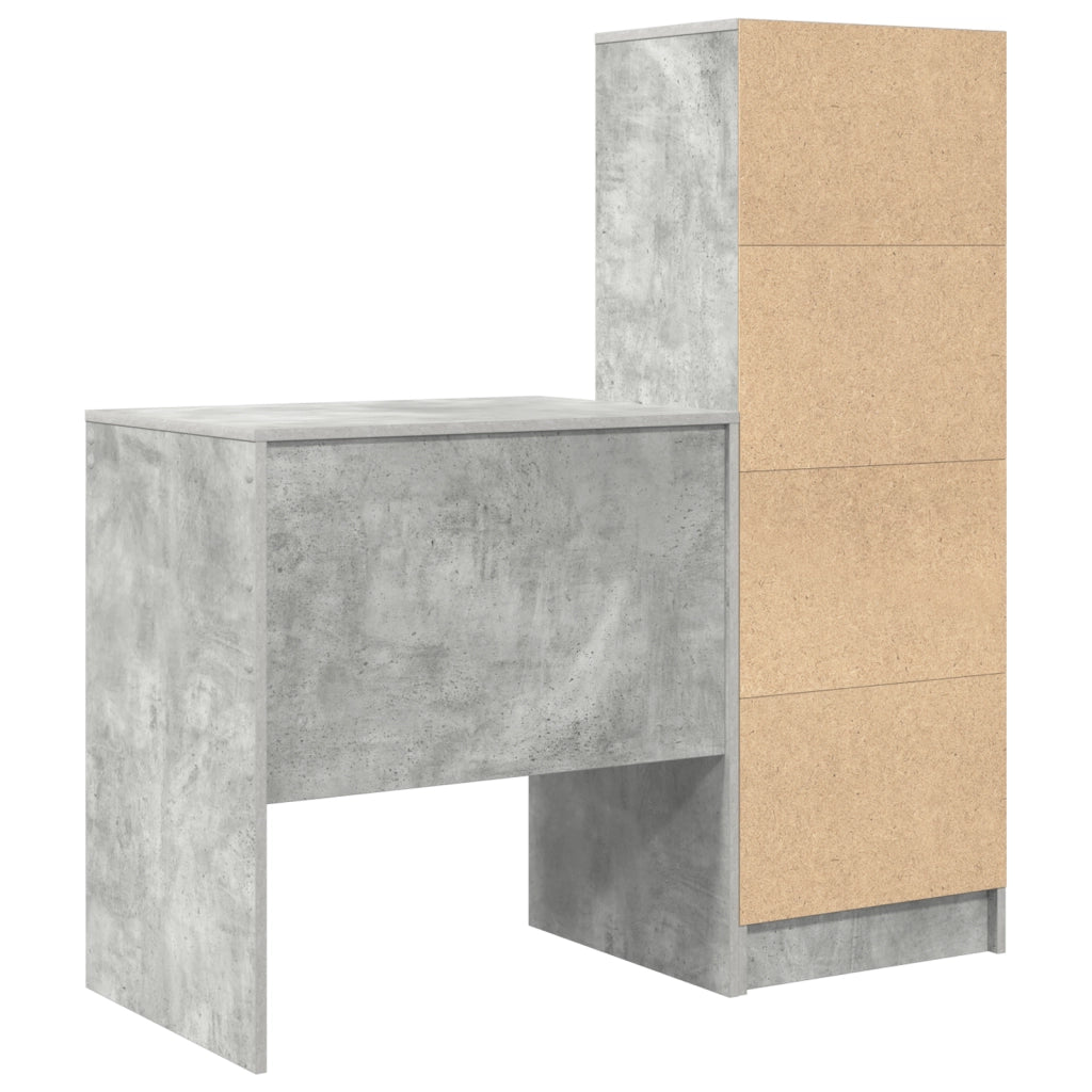 Scrivania con Stoccaggio Grigio Cemento Legno Ingegnerizzato