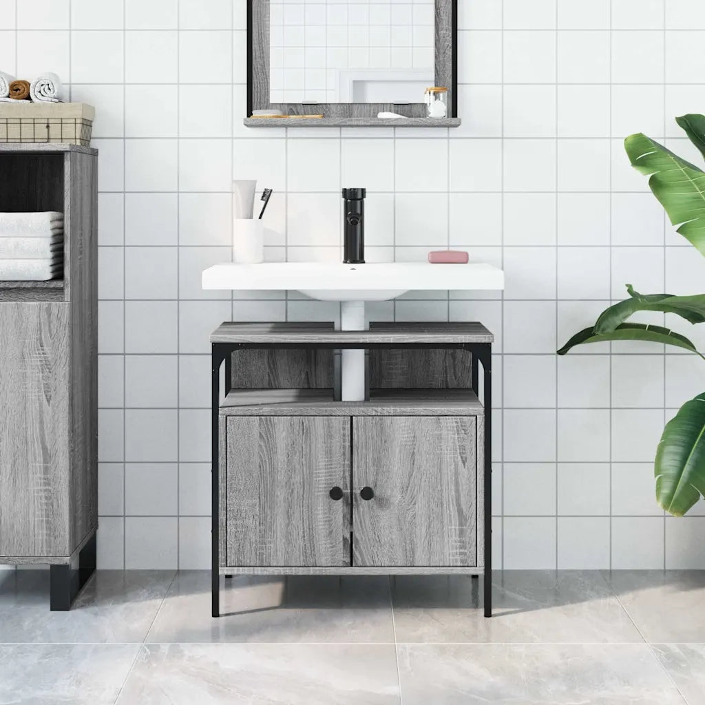 Mobile Lavabo Bagno Grigio Sonoma 60x30x60 cm Legno Multistrato