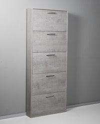 Scarpiera Salvaspazio 5 Ante 15 Paia 65x15x164 cm in Truciolare Nobilitato Cemento
