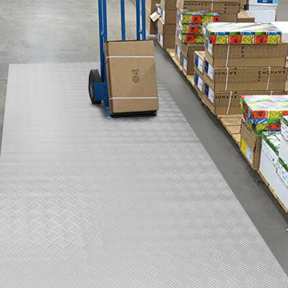 Tappeto Gomma Copri Pavimento 140x20 mt Effetto Lamiera Zerbino Antiscivolo Isolante Robusto Grigio