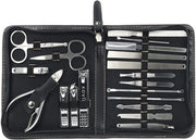 Kit di manicure e pedicure professionale - 19 pezzi - Strumenti in acciaio inossidabile - Custodia lussuosa - Incluso pulitore per base unghie
