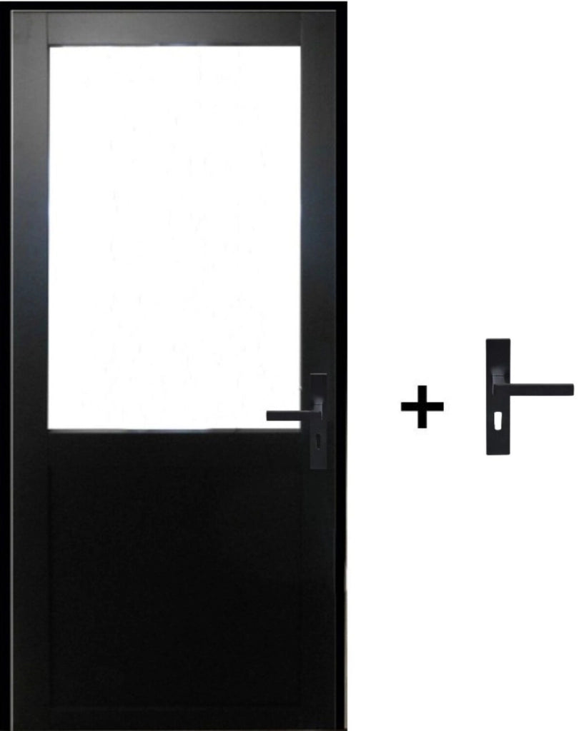 Blocco porta officina nero senza montante H204 x L83 Dimensioni tavolo a spinta sinistra + maniglia