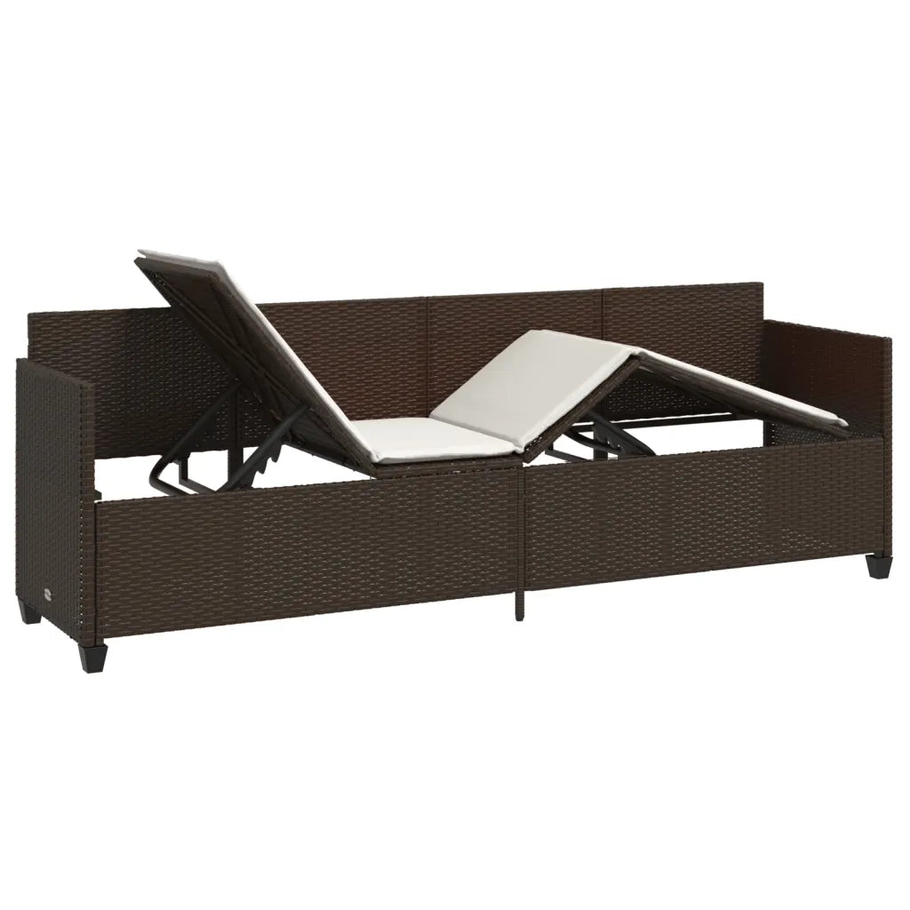 Lettino Prendisole con Cuscini MarroneÂ in Polyrattan