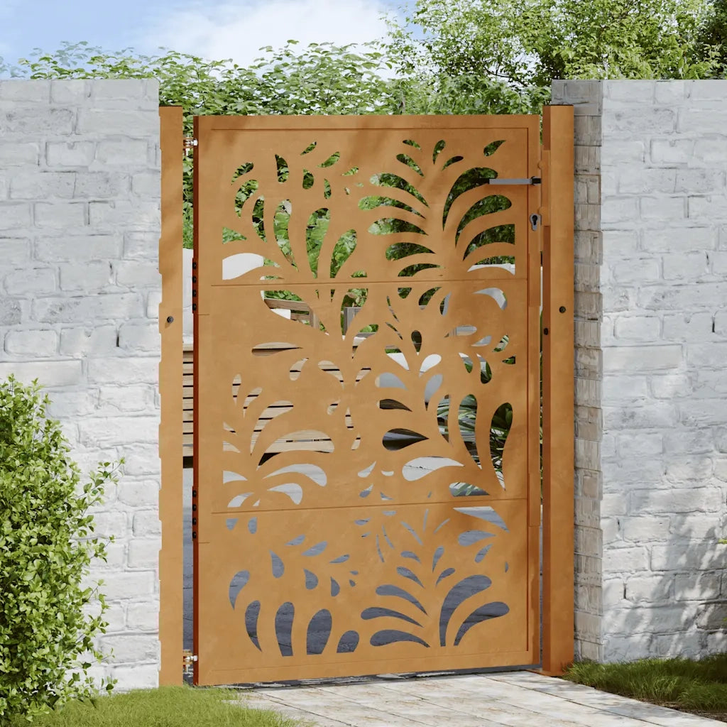 Cancello da Giardino 105x155 cm Acciaio Corten Design Ondulato