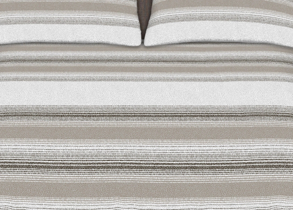 Completo Lenzuola Stiro Facile 100% Cotone Made Italy Effetto Seta Disegno Creo - Matrimoniale - Beige