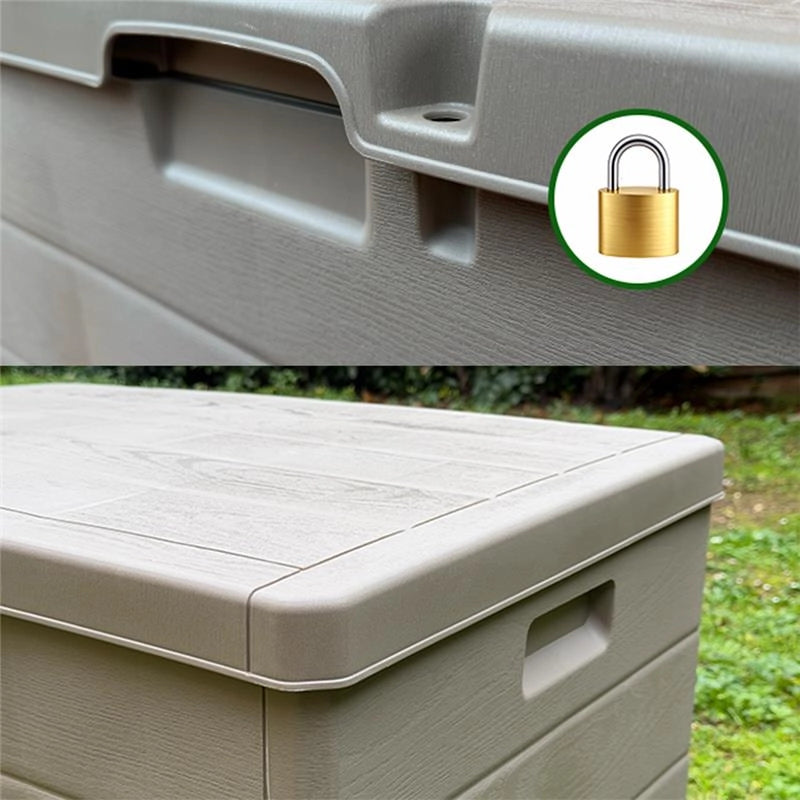 BAULE CASSAPANCA MULTIUSO 170LT MARTE DA ESTERNO E INTERNO, CONTENITORE, STOCCAGGIO, ORGANIZZATORE, APERTURA ALTA, TAUPE EFFETTO LEGNO 78 X 55 X 52 CM MADE IN ITALY