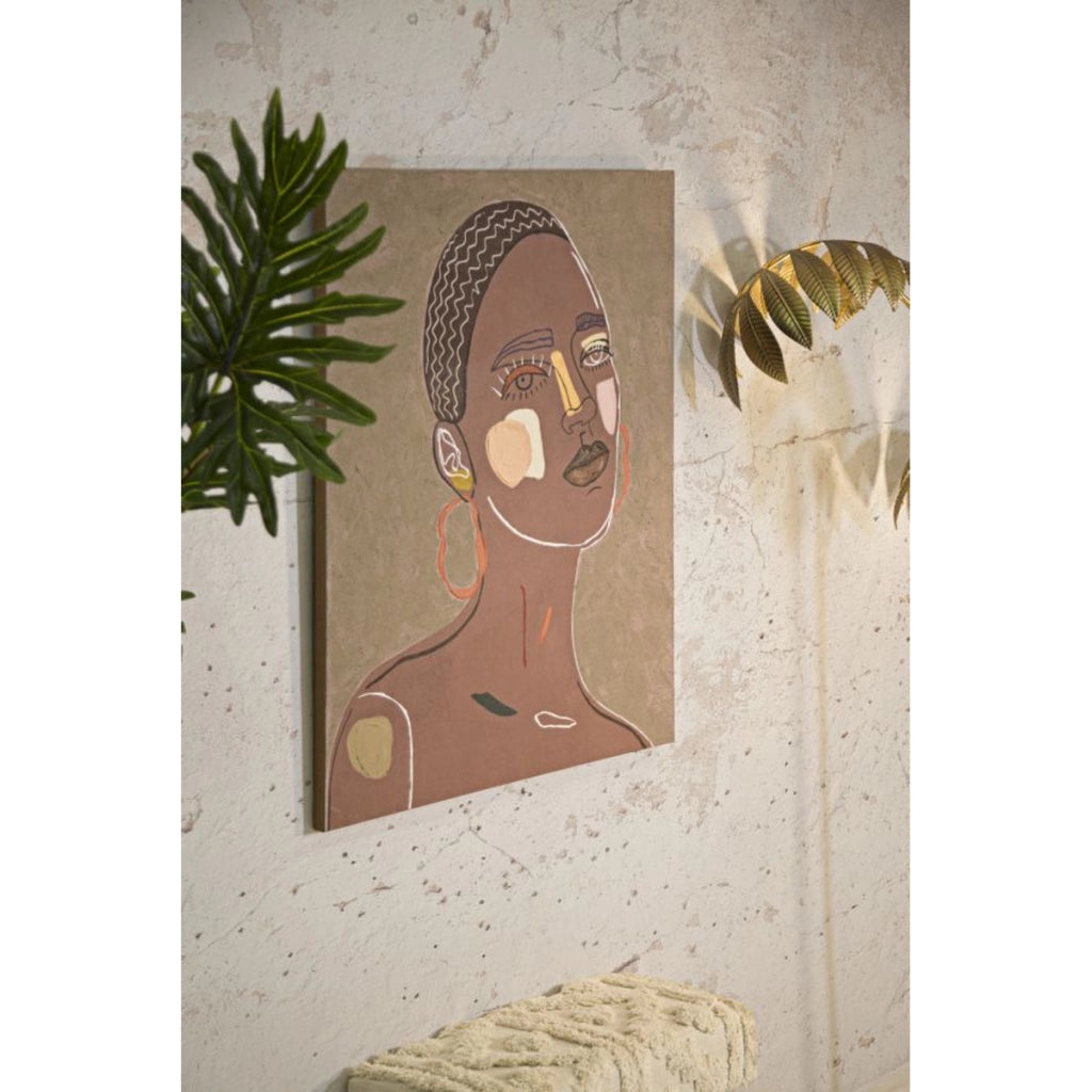 Stampa su Tela Viso 16, Marrone, Legno, 80x2,8x100 cm