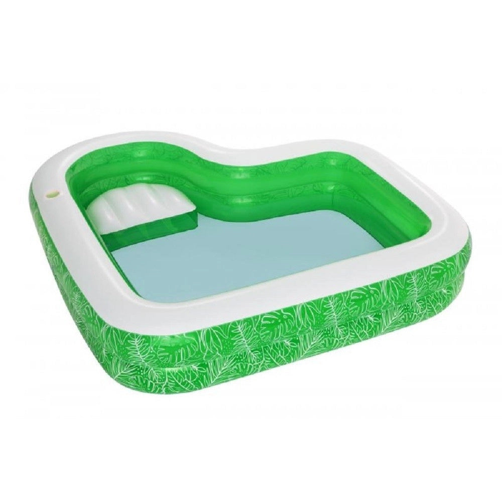 Trade Shop - Piscina Gonfiabile Per Famiglie Con Sedile Tropical Paradise 231x231x51 Cm 54336 -