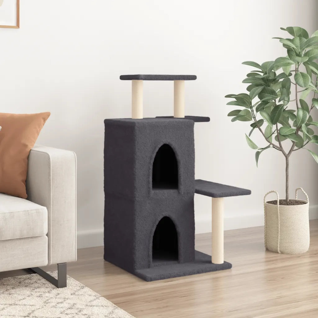 Albero per Gatti con Tiragraffi in Sisal Grigio Scuro 97 cm 172114
