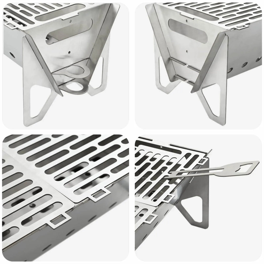 Focolare da campeggio 42 x 22 x 18 cm Acciaio Inox Argento 42028478