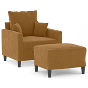 Poltrona | Sedia Relax con Poggiapiedi Marrone 60 cm in Velluto