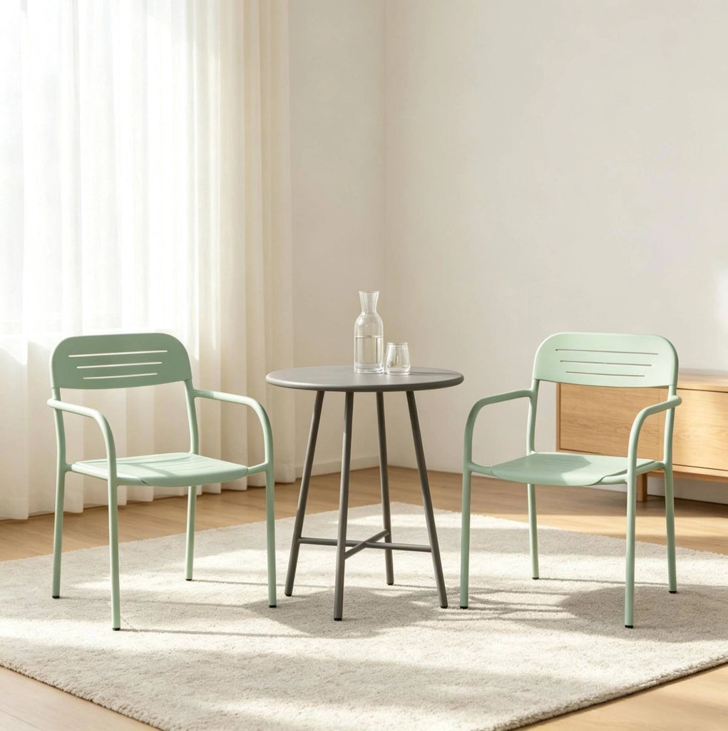 Set di 2 sedie da giardino impilabili in metallo verde 56 x 58 x 78 cm