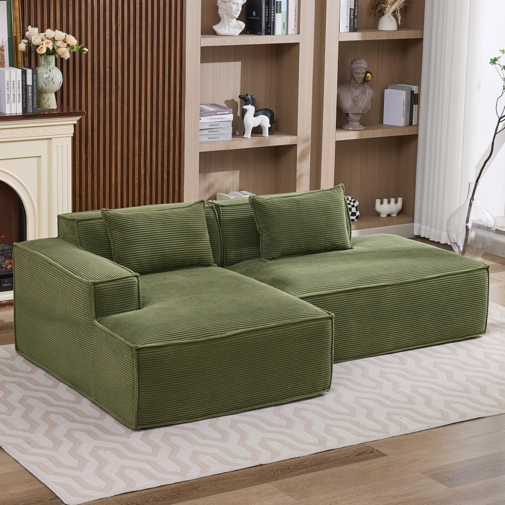 Divano 235.0x129.0x70.0 cm compatto in poliestere verde