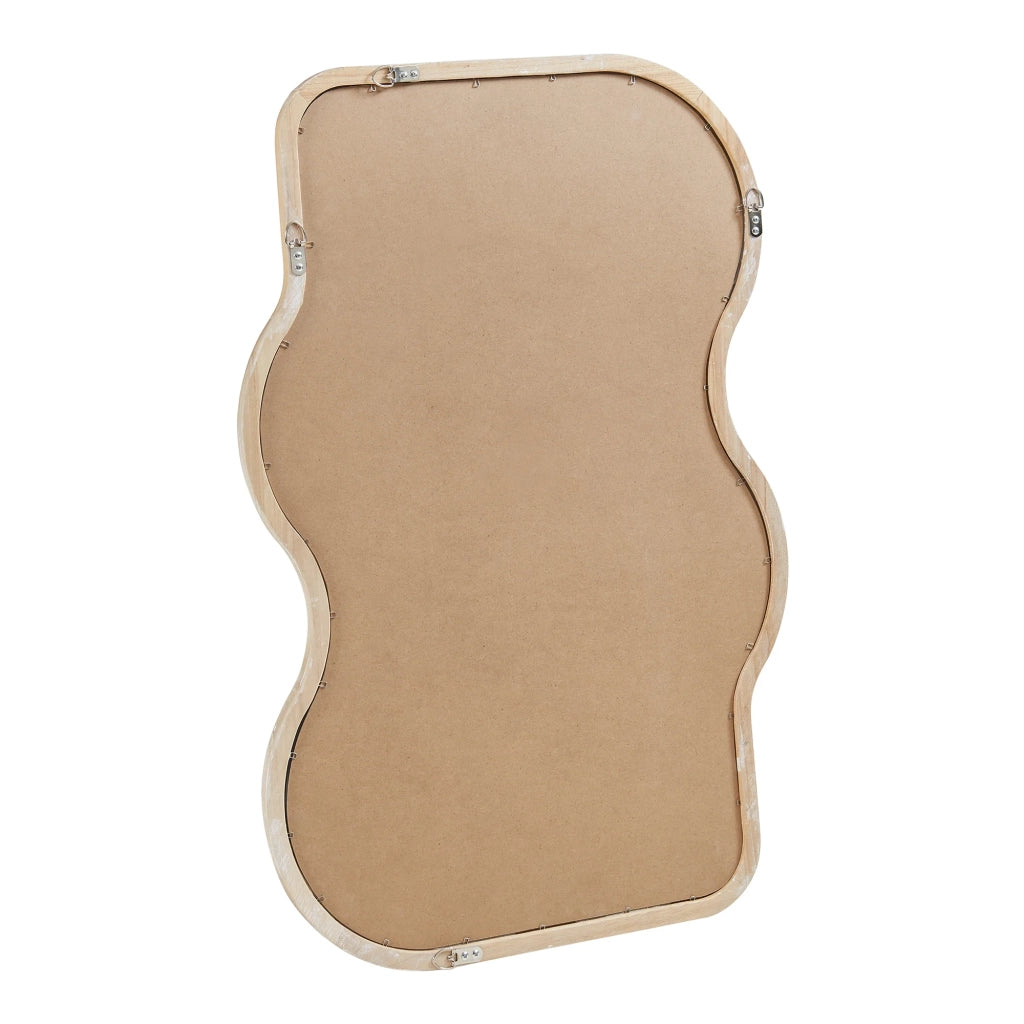 Specchio decorativo moderno da parete 90 x 60 cm effetto rovere beige 03_0010174