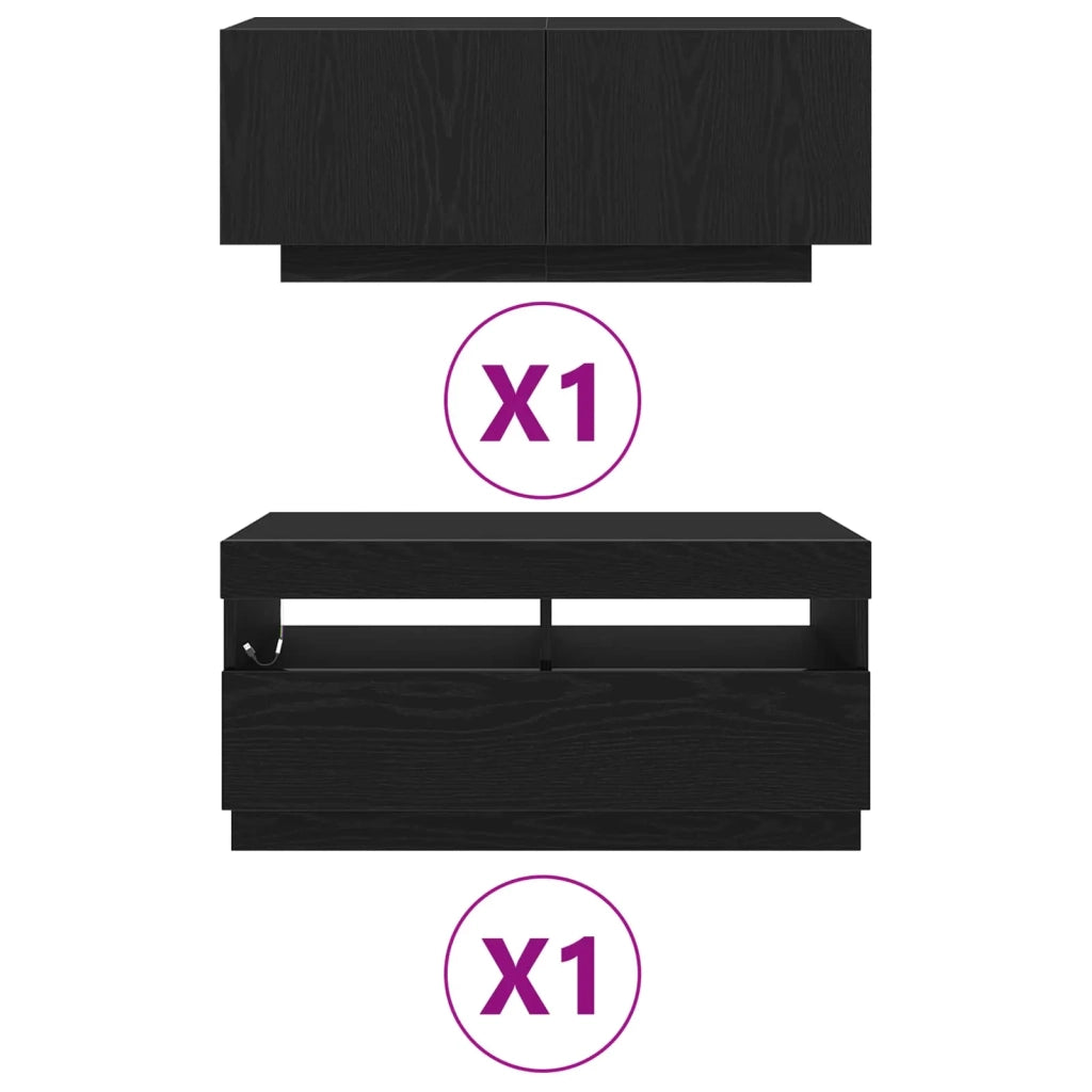 Set mobile TV 2 pcs Nero 180 x 35 x 40 cm Legno multistrato 3333062