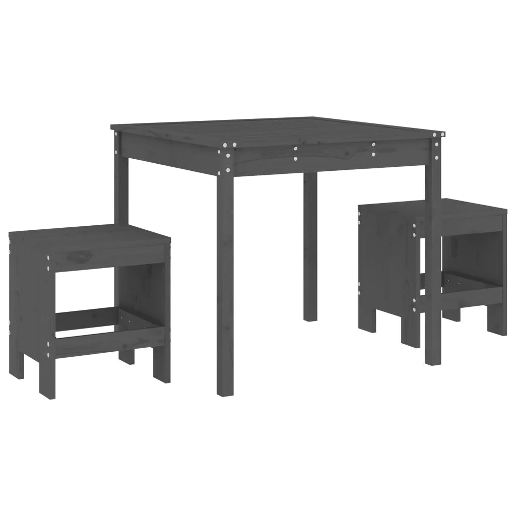 Set da Bistrot da Giardino 3pz | Set Salotto da Giardino Grigio in Legno Massello di Pino