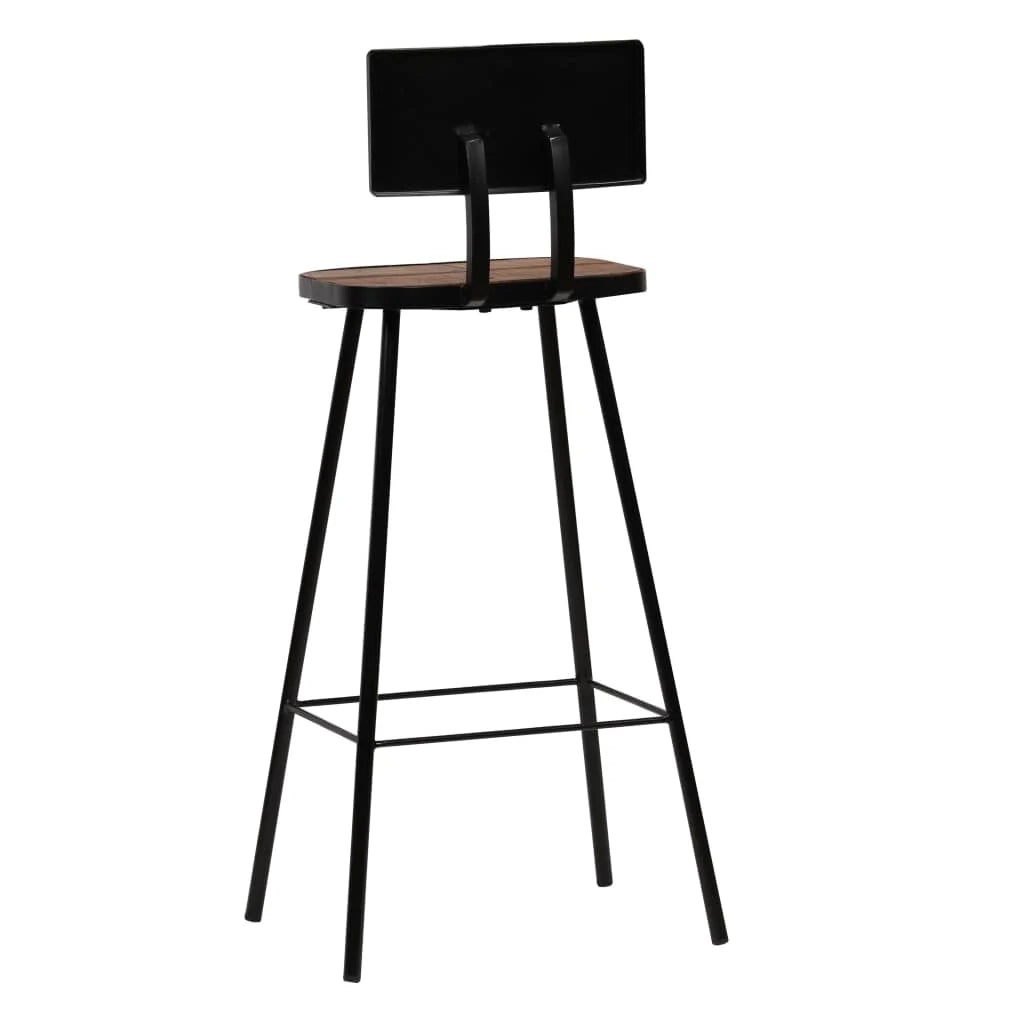 Set di due sgabelli da bar di design seduta in legno massello di recupero marrone scuro 1202188