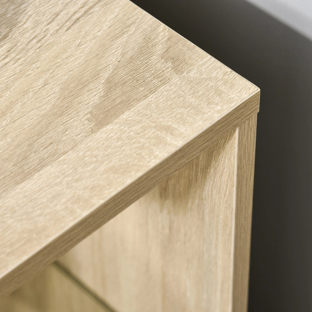 Tavolino da salotto moderno con 3 ripiani in vetro ¨C zephmum ¨C 40x40x56 cm legno naturale
