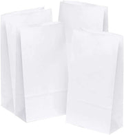 Sacchetto di Carta 50 Unità - Carta Kraft a Tinta Bianca - Regali/Dolci - Sacchetti di Regalo - Riciclabile/Reciclato - Sicuro per l'Alimentazione - Sacchetto di Regalo