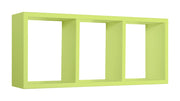 Mensola Rettangolare 3 Scomparti da Parete 70x30x15.5 cm in Fibra di Legno Tristano Verde