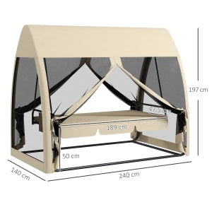 ALTALENA da giardino 3 posti con baldacchino e zanzariera 240 x 140 x 197 cm Coffee