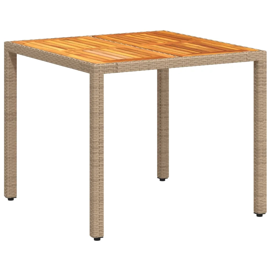 Tavolo da Giardino | Tavolino da esterno Beige 90x90x75 cm Polyrattan e Legno Acacia