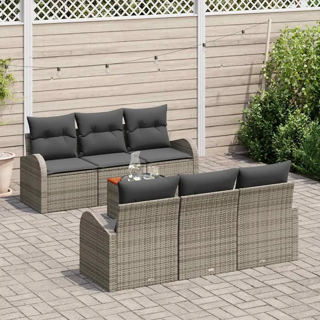 Set Divano da Giardino 7 pcs Grigio polyrattan 3356193