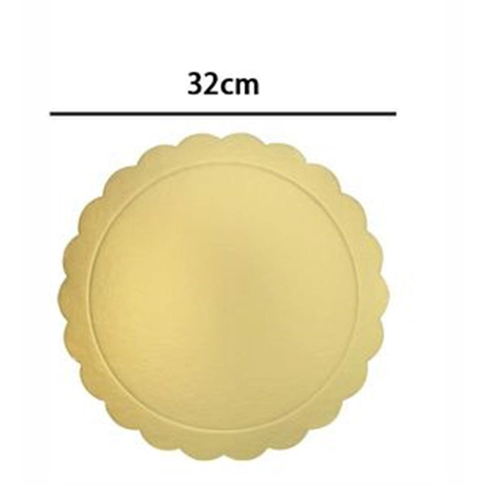 Trade Shop - Set 2 Pz Base Per Torta Rotonda Piatto Sottotorta Dorato 32 Cm Con Bordino 31165 -