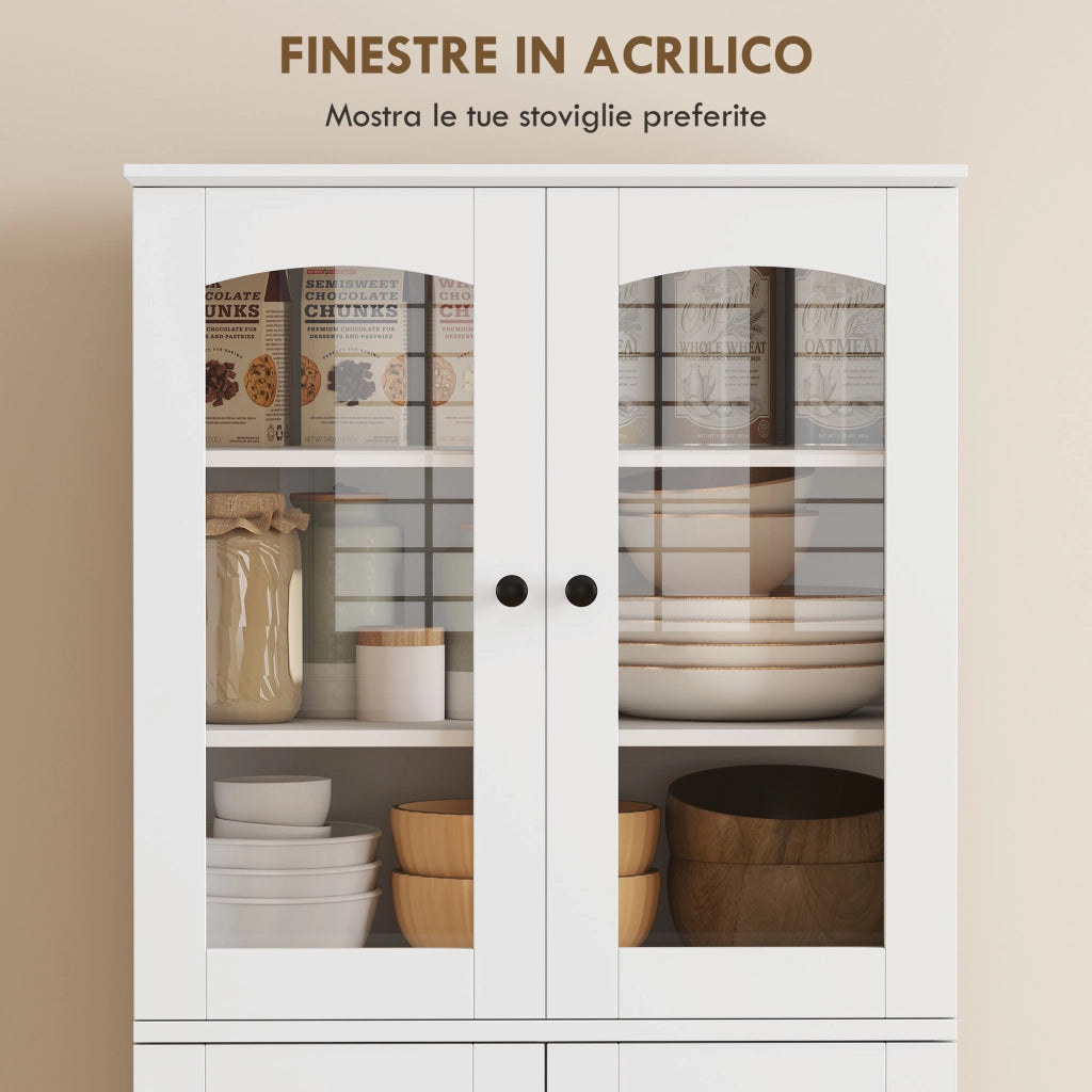 Credenza Cucina ¨C zephmum ¨C 162 cm, Ante Soft-Close Acrilico, Bianco