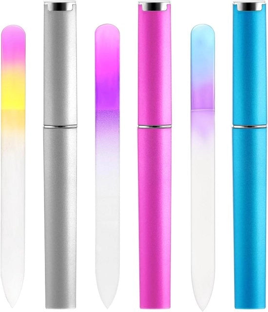 Set di file per unghie in vetro con borsa - 3 pezzi - Set di file per unghie cristallino per unghie naturali - Cura professionale per manicure - File per unghie per donne - Regali per la scatola di Natale