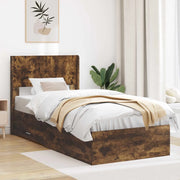Struttura del letto con stoccaggio e testata Rovere Fumo