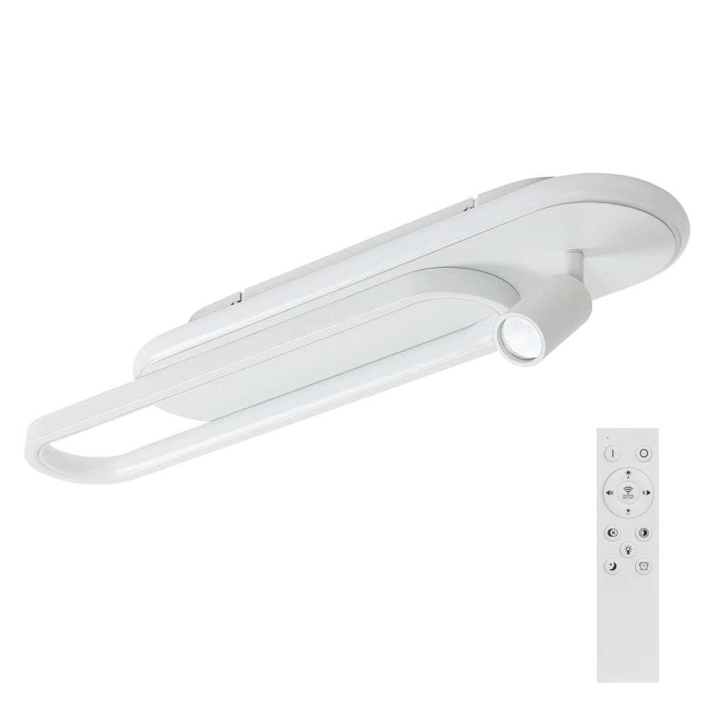 ZMH Lampada da soffitto plafoniera LED 46W bianca dimmerabile con 1 faretto telecomando per soggiorno