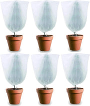 Set di 6 protezioni per piante invernali, protezione invernale per piante in vaso, protezione dal gelo per piante con corda di tiraggio, protezione per piante e controllo di parassiti, resistente al gelo (60×80cm, bianco)