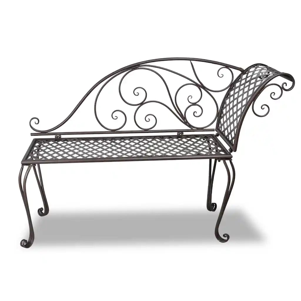 Sdraio da Giardino-Panchine da esterno  128 cm in Acciaio Stile Anticato Marrone