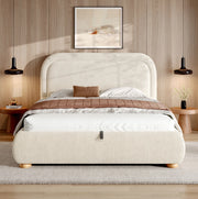 Letto matrimoniale imbottito con contenitore idraulico e rete 140x200 cm beige