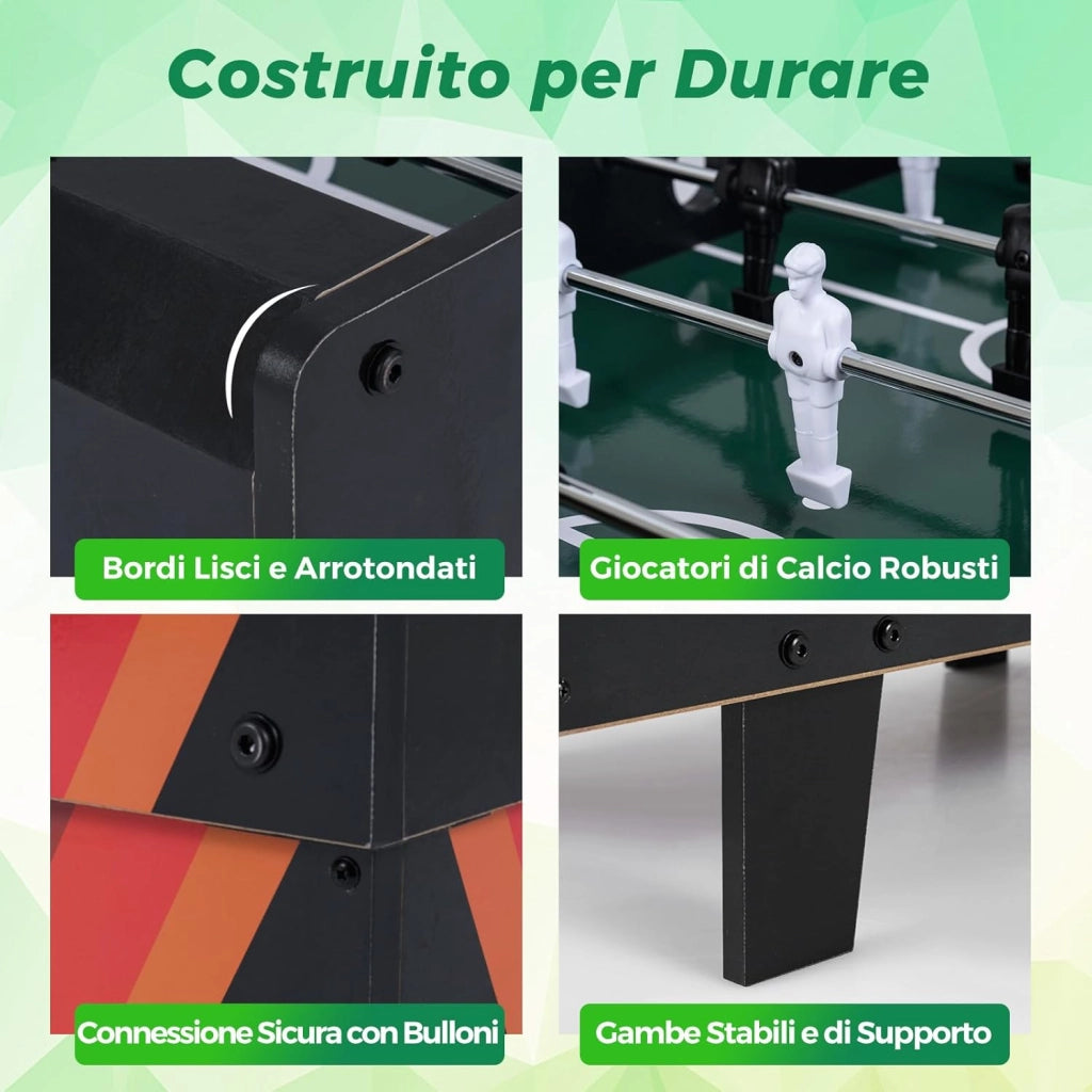 Tavolo Multigioco, Gioco Multifunzione 4 in 1-Calcio Balilla, Tavolo da Biliardo, Ping Pong, Air Hockey, Calcetto Multigioco per Adulti e Bambini, Casa Feste Bar (Nero)