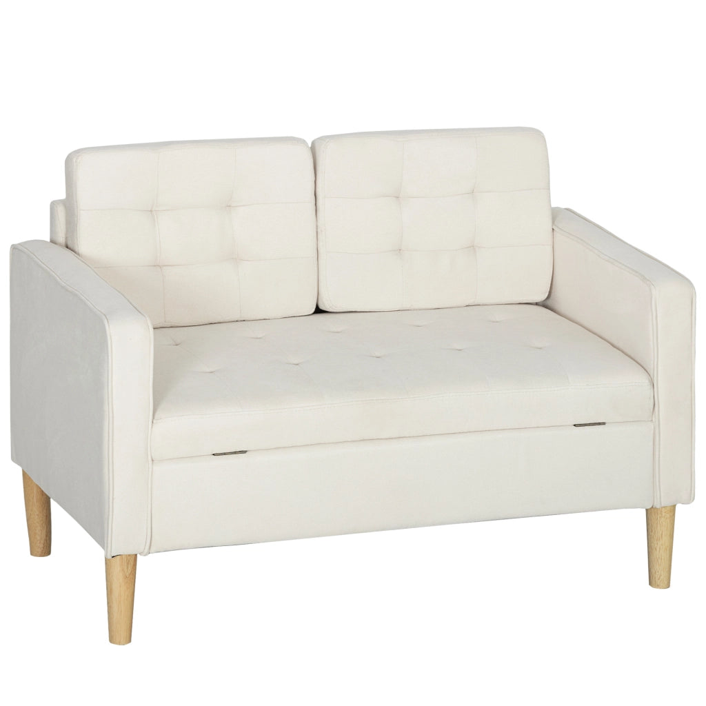 Divano 2 posti con contenitore e cassetti ¨C zephmum ¨C crema 117x62x78 cm