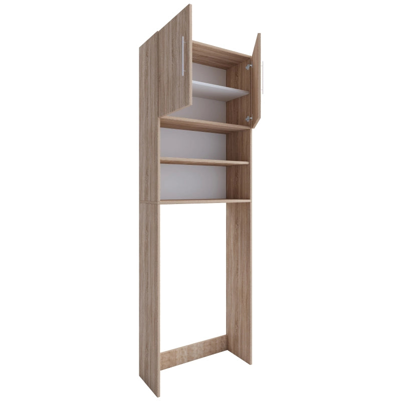 Colonna Lavanderia – Coprilavatrice con Ripiani In Legno Colore Noce H190 × L64 × P25 cm Soluzione Salvaspazio per Lavanderia