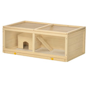 Casetta per Criceti in Legno con Tetto Apribile, Pannello in Acrilico e Cassetto Estraibile ¨C zephmum ¨C 100x58x38 cm Naturale