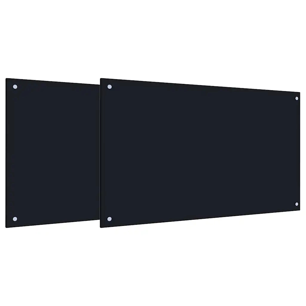 Schienale da cucina 2 pcs Nero 100 x 60 cm vetro temperato 3415442