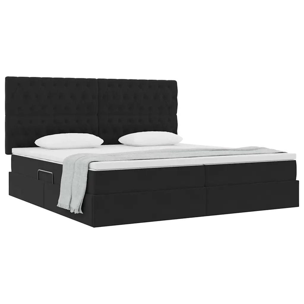 Letto con contenitore e materasso Nero 200 x 200 cm Velluto