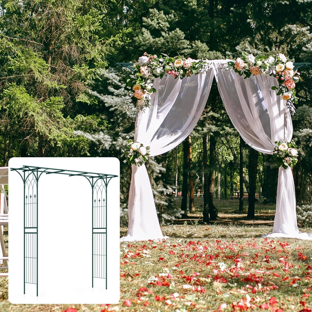 Pergolato a Arco da Giardino, Pergola da Esterno Decorativa in Metallo per Piante Rampicanti, Arco da Esterno per Feste, Matrimonio (Verde, Modello 1)