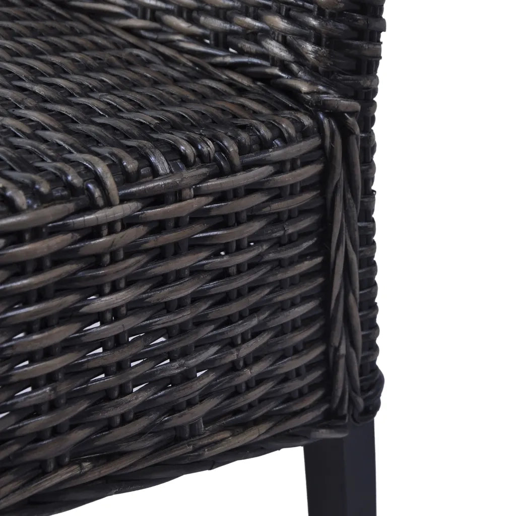 Sedie da Pranzo 6 pz Nere in Rattan Kubu e Legno di Mango 275470