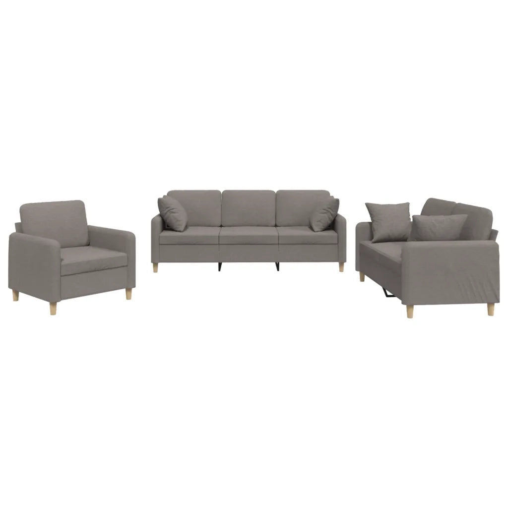 Set Divani 3 pz con Cuscini Tortora in Tessutocod mxl 83284