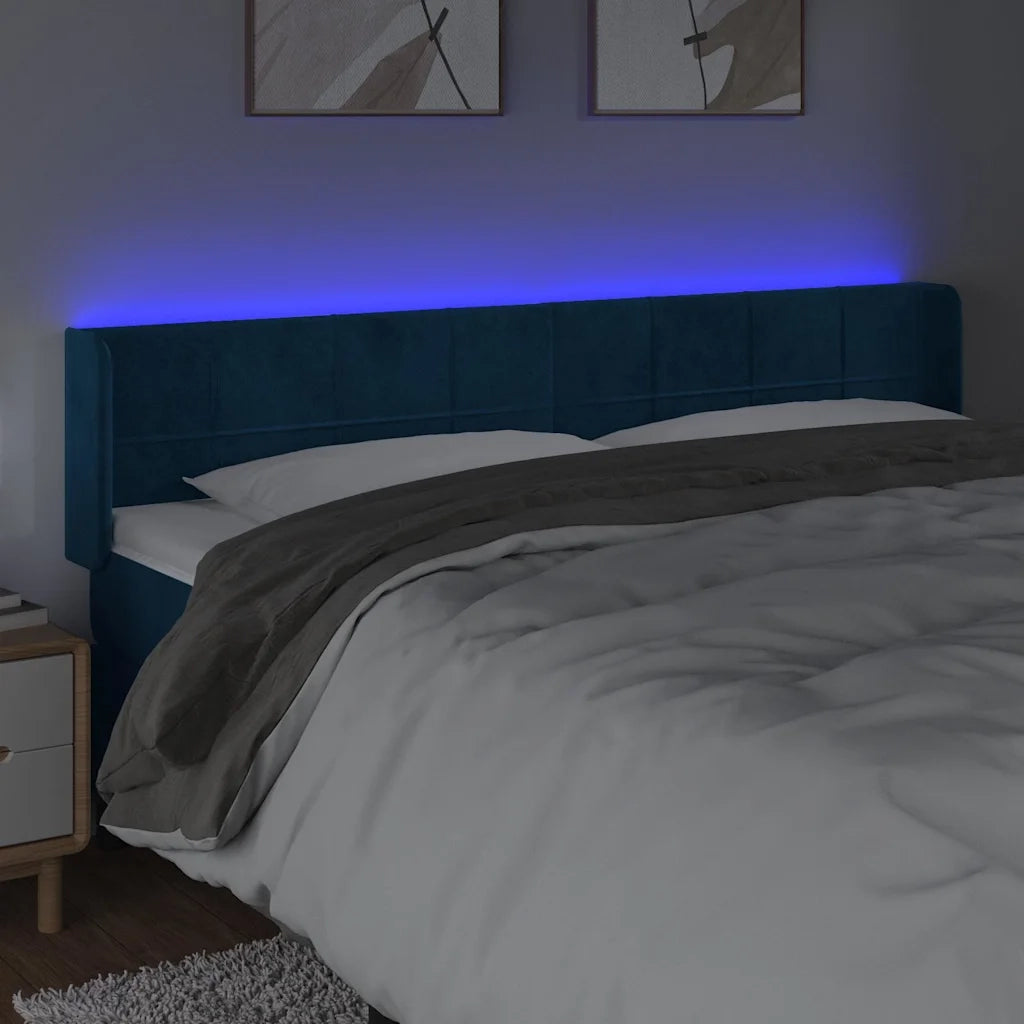 Testiera a LED Blu Scuro 183x16x78/88 cm in Velluto