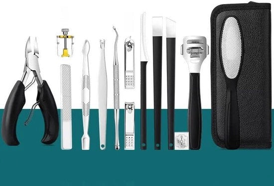Kit per tagliare unghie - Set di manicure in acciaio inossidabile - 17 pezzi