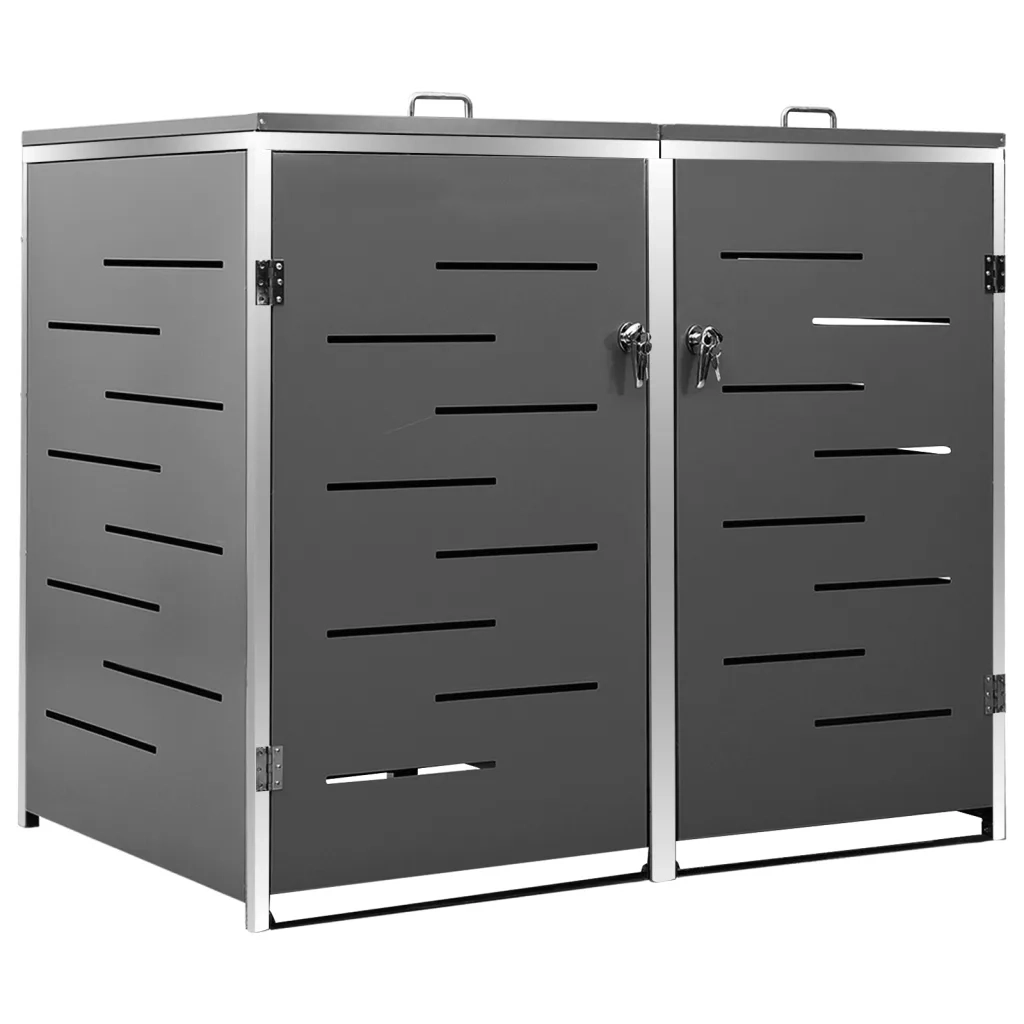 Copri Bidoni Pattumiera Doppia 138x77,5x115,5 cm Acciaio Inox cod mxl 52620