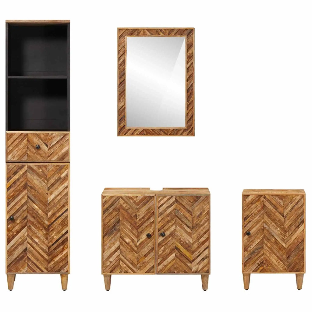 Set di Armadi da Bagno con porta 4 pcs Legno di mango massello 3310179