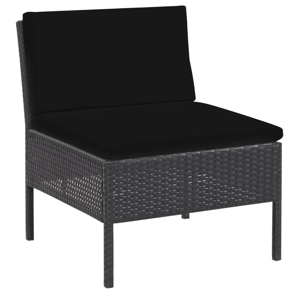 Set mobili da giardino set da esterno 6 pezzi con cuscini in polyrattan nero 02_0016918